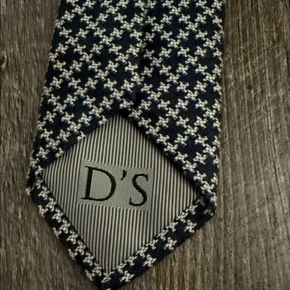 Men's Houndstooth Patterned Tie - Blue and Gray